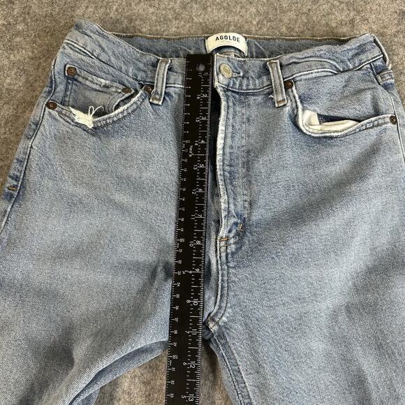 Agolde Jeans Womens 28 Blue Denim Wilder Mid Rise Straight Distressed Organic - Picture 3 of 12